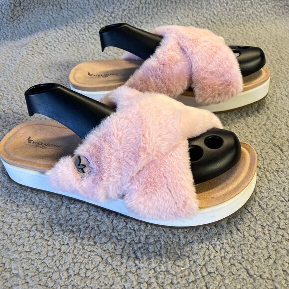 Koolaburra by UGG Batya Faux Fur Slippers Womens 9.5 Pink Shoes Platform Sandal - Picture 4 of 9